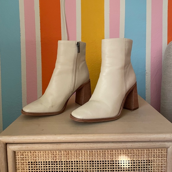 Vince Camuto Square Toe Booties - Cream - Picture 2 of 6